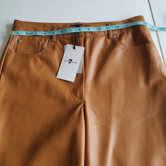 NWT 7 For All Mankind Women's Faux Leather Pants Size Medium Camel - Picture 6 of 16